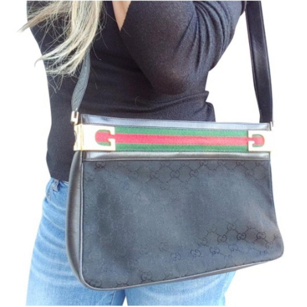 Authentic Vintage Gucci GG Monogram Supreme Sherry Web Ophidia Shoulder Bag